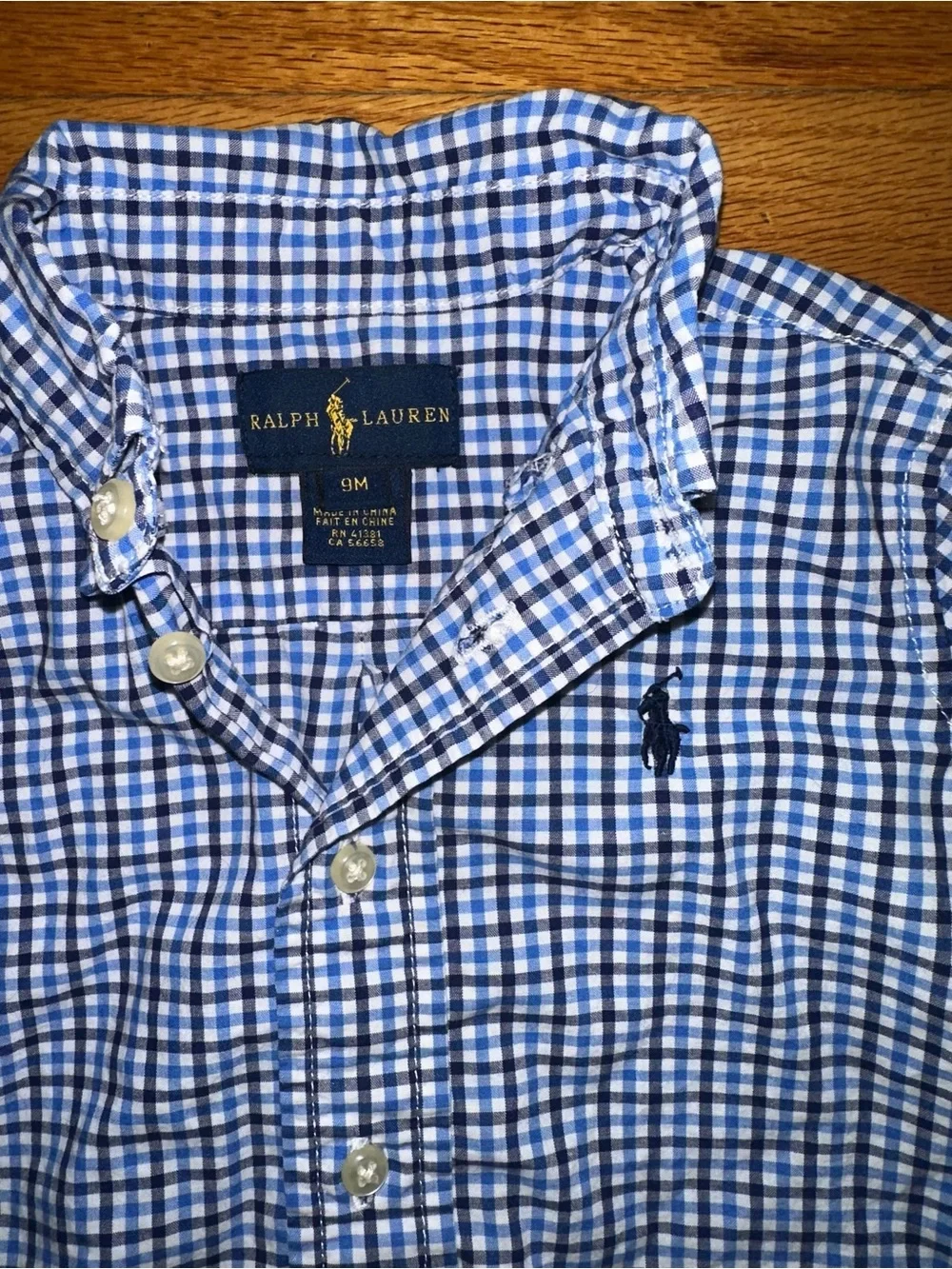 Ralph Lauren Baby Boy Checked Button-Down Shirt Size 9M